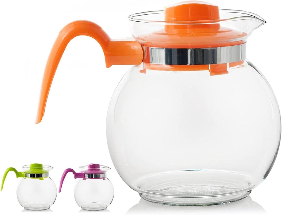 Theepot Glas - Theekan Maya - Thee Zetten - Met Deksel - 15 Liter - Wit