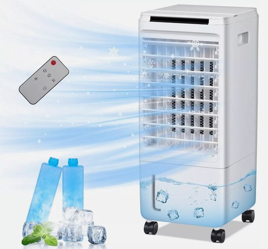 Puluomis Aircooler / Refroidisseur d'air – Avec éléments de refroidissement, réservoir d'eau de 7L, télécommande, minuterie et écran LED – Pour un rafraîchissement – Pas un climatiseur mobile, mais une alternative efficace sans tuyau