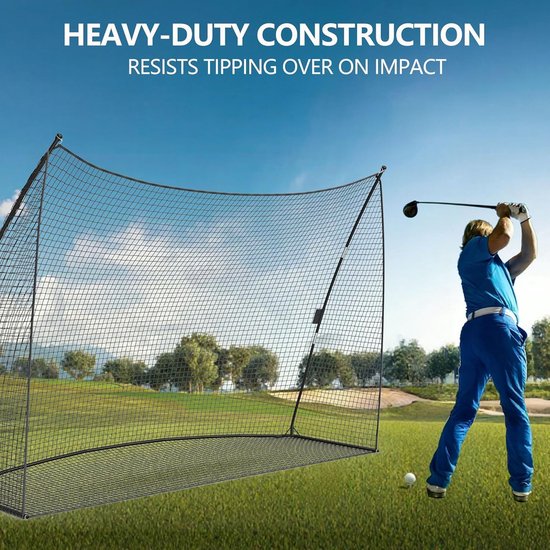Golfoefennet - Stevig stalen frame met scheurbestendig PE-gaas - Trainingsnet voor binnen en buiten voor afslaan, chippen en swingoefeningen, inclusief draagtas - 305 × 217 × 93 cm - Zwart — afbeelding 5