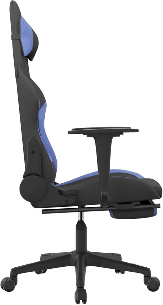 Gaming Stoel - Racestoel Speelstoel - Comfortabel Gamen - Met Voetensteun - Verstelbaar - Zwart Blauw — afbeelding 5