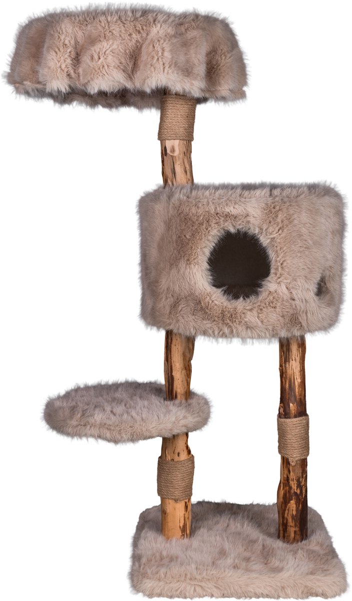 Zoodis Vera 137 Krabpaal met Kattenhuis en perenhout | Moderne Krabboom voor Katten | Sisal Krabpalen | Zachte Ligplaatsen | Beige