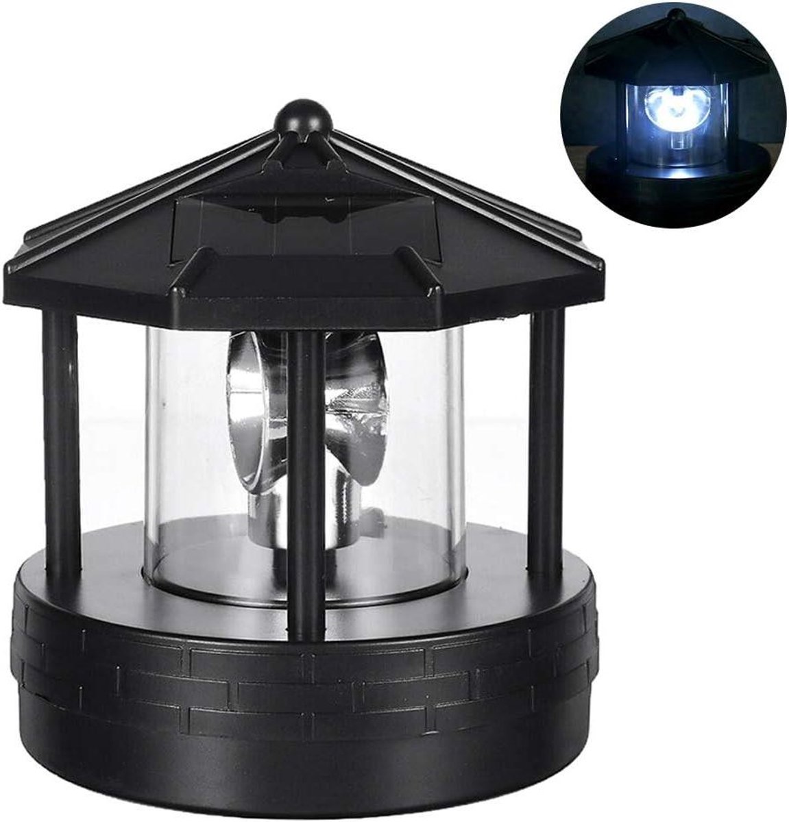 Vuurtoren Solar Lamp - Roterende Tuinlamp - Tuin Decoratie - 360 Graden Verlichting - 11 cm - Zoals getoond