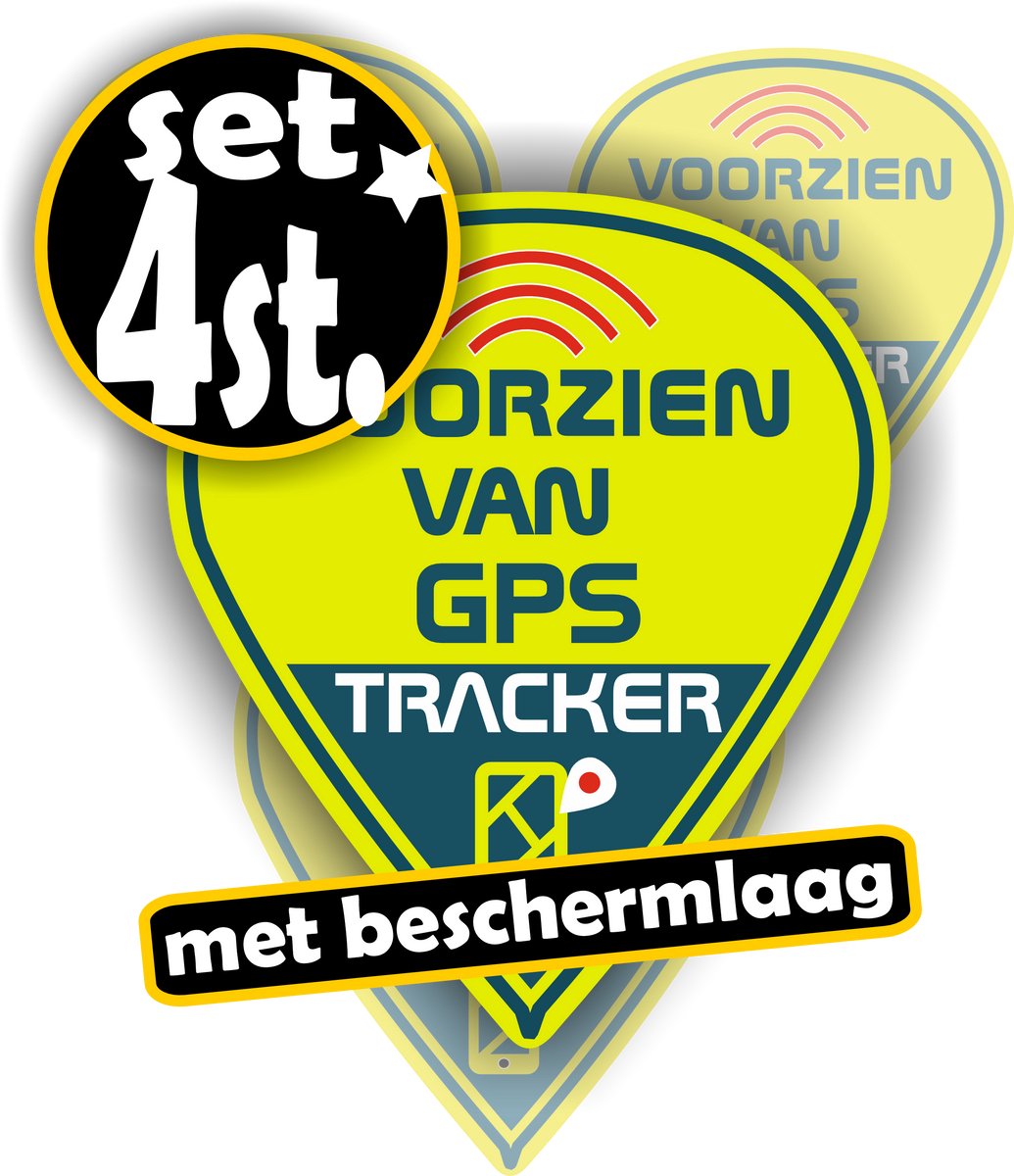 Jerma - Voorzien van GPS tracker – Sticker - 4 st, - 1x10 cm - 2x7.5 cm - 1x5 cm - Vinyl - zelfklevend