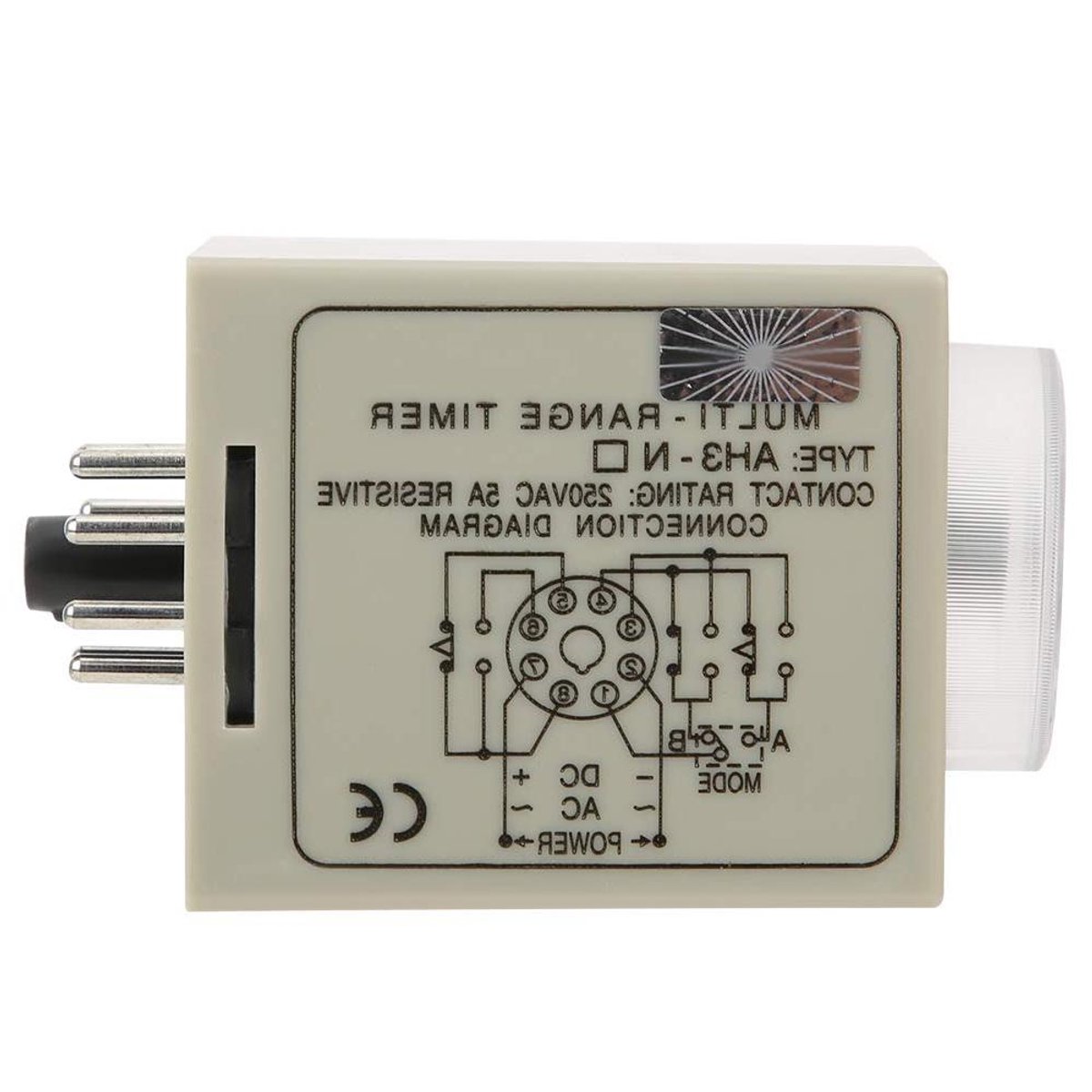 Vertragingstijdrelais - Timer relais - Industriële Automatisering - Instelbare Tijdslimieten - 8.99 x 5.99 x 4.98 cm - Grijs