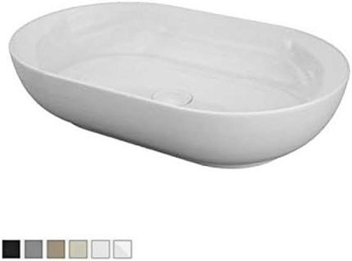 Wastafel Onderbouw - Ovaal Fontein - Badkamer Inrichting - Keramisch Porselein - Standaard Maat - Wit