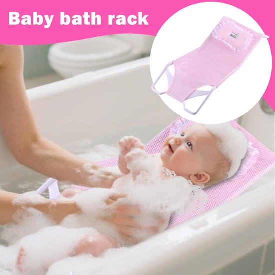 Badondersteuning Baby - Douchezitje Kussen - Veilig Baden - Brede Rand Ontwerp - 58x28x4.2 cm - Roze — afbeelding 2