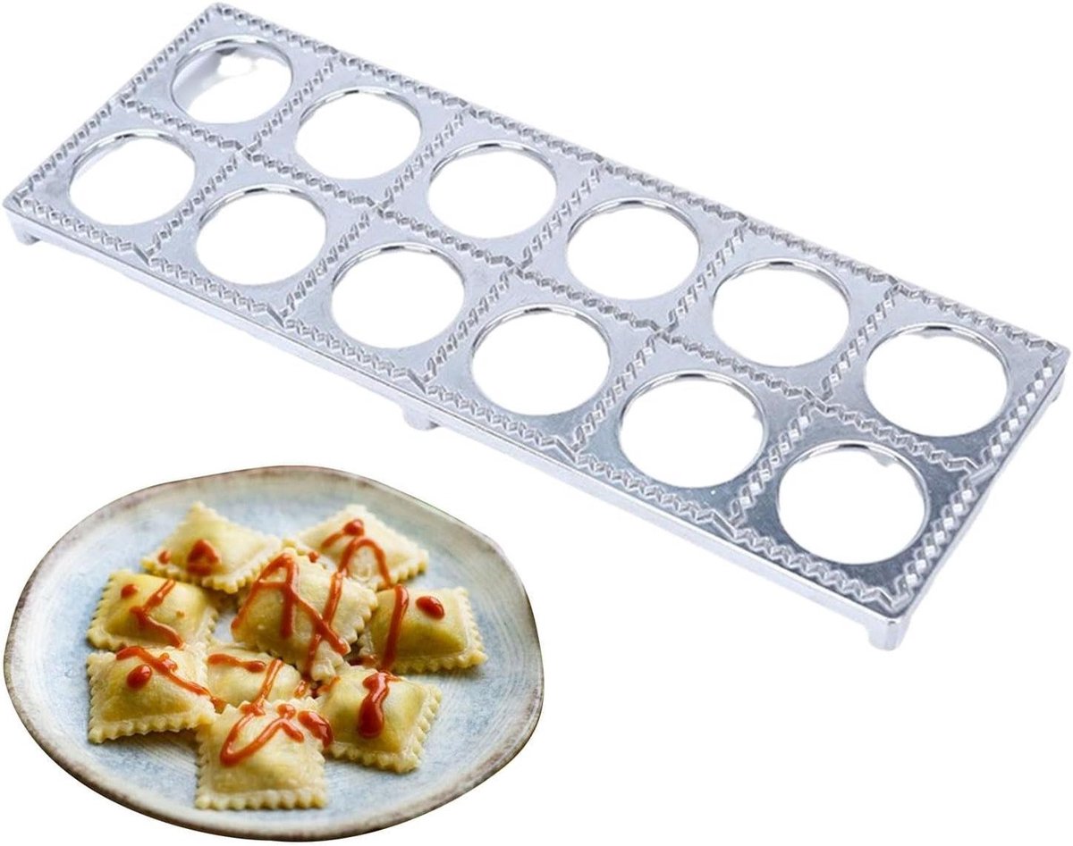 Ravioli Maker - Pelmeni Maker - Pasta Maken - Roestbestendig Aluminium - 30.5 x 10.7 cm - Zilver