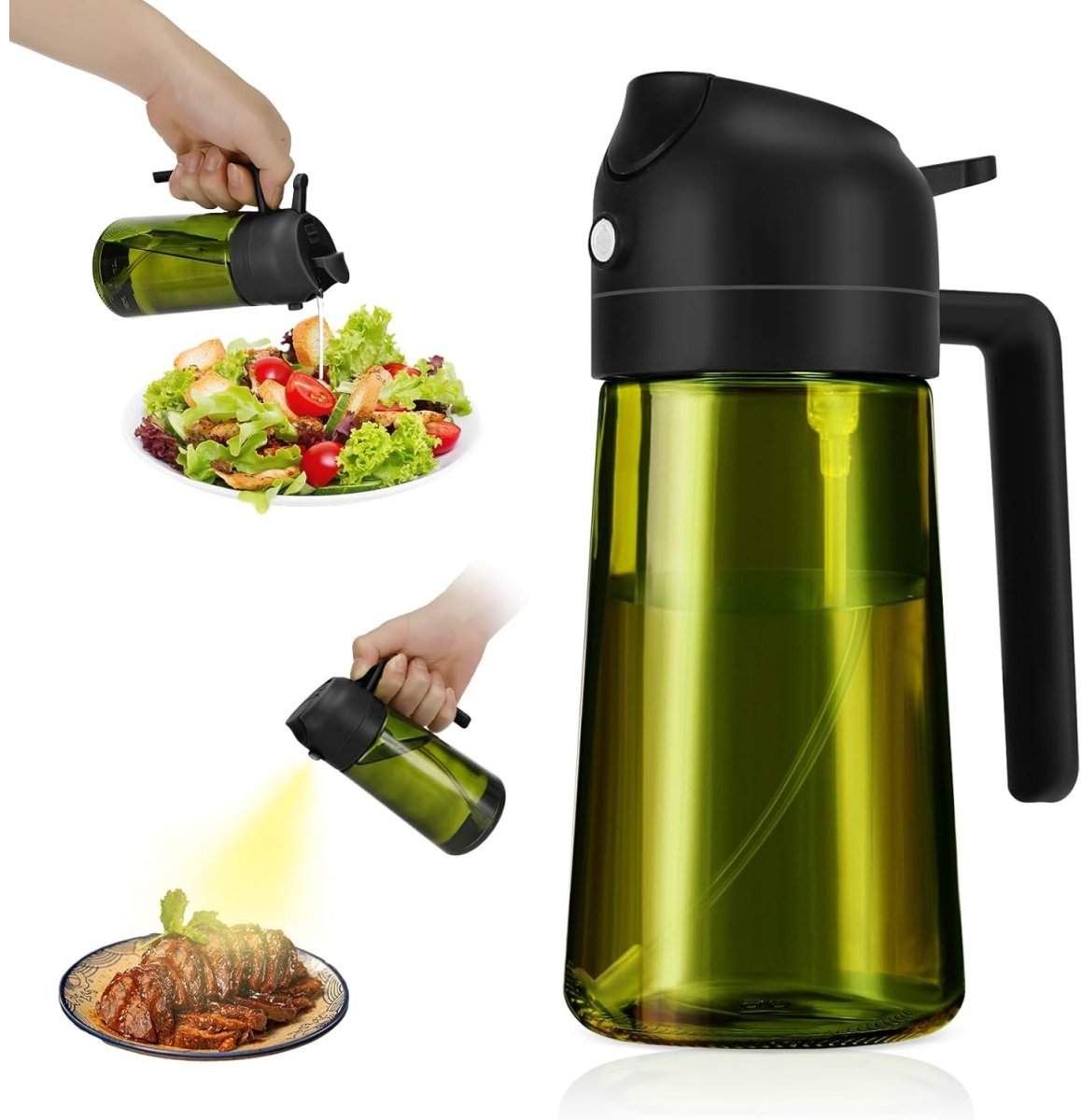 TOVBMUP Blackout Dark Cooking Oil Sprayer - 2-in-1 UV-beschermende keukenoliesprayer - Zwart - 470 ml