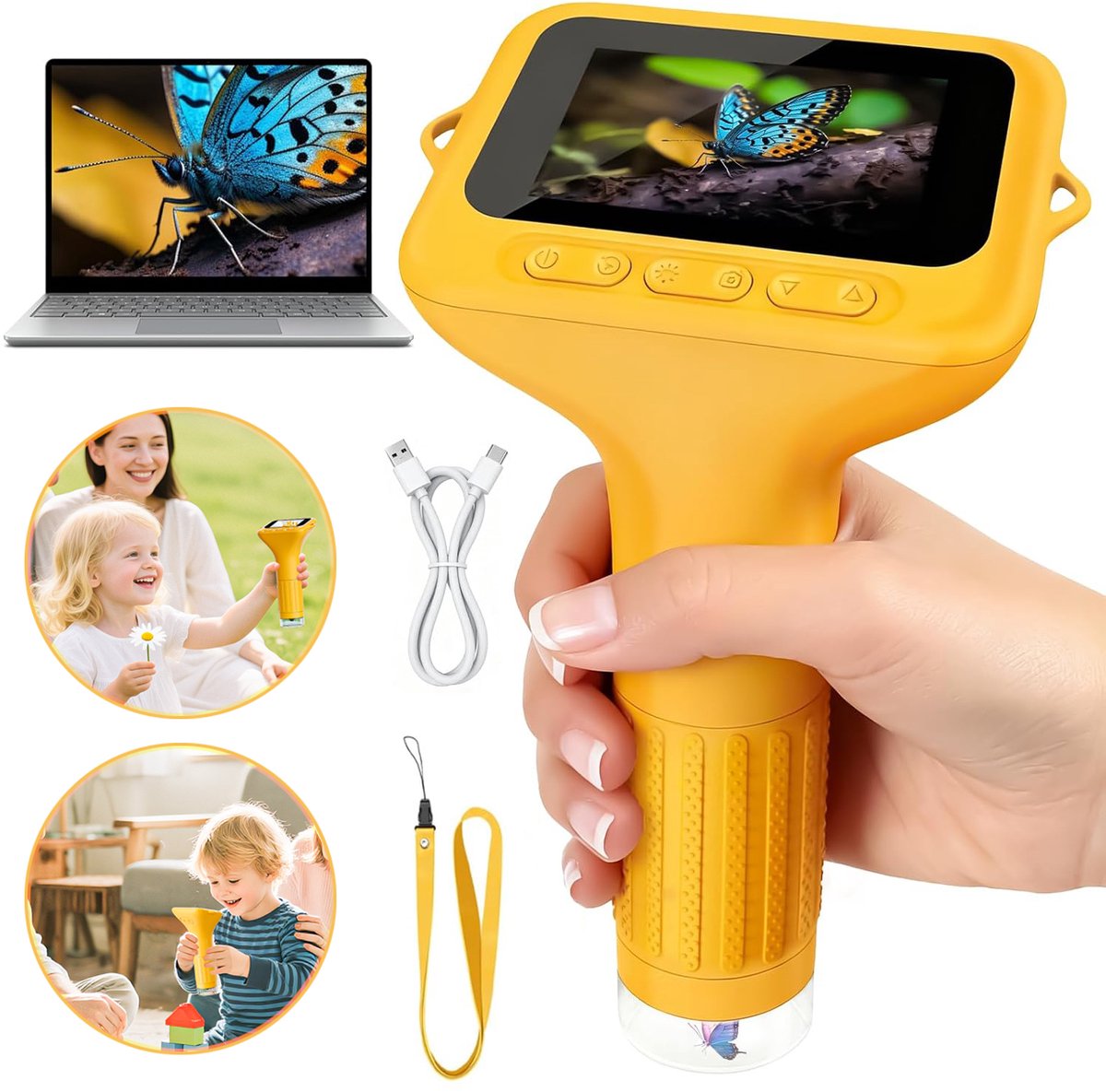 Microscopen Voor Kinderen - Draagbare Mini-Zakmicroscoop Met 1000x Vergroting - Educatief Stem-Speelgoed Voor Wetenschap