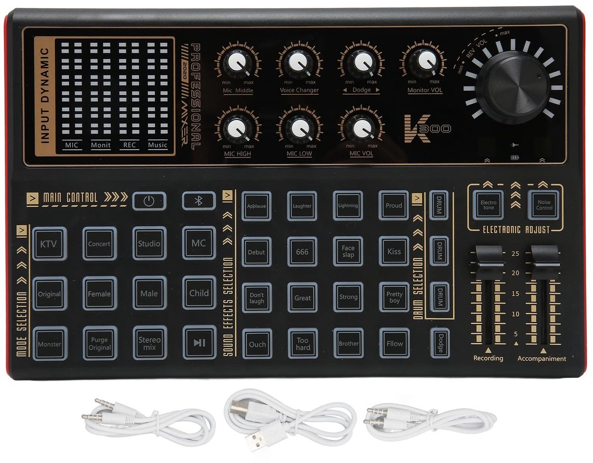 Dailygoody K300 Mixer - Geluidsmengpaneel - Dual Channel Microfoon - Stemvervormer - Professioneel - Ondersteunt Android - 16 Geluidseffecten