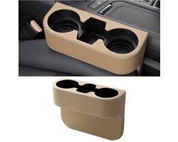 Dailygoody - PU lederen voorstoel gatenvuller - multifunctionele auto-accessoires - beige - universele auto bekerhouder - geschikt voor alle voertuige