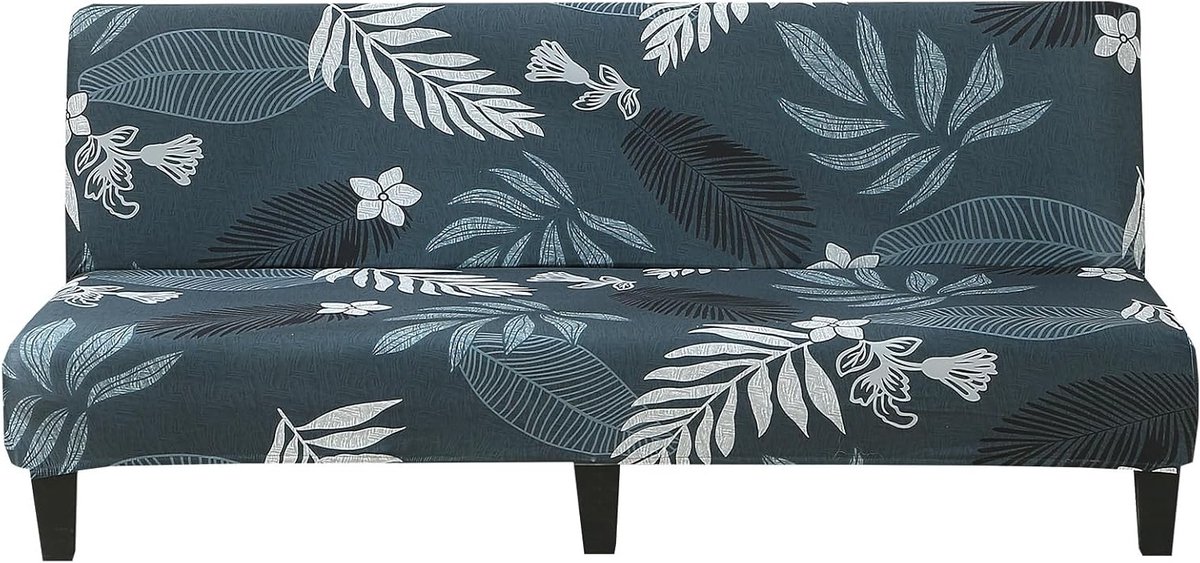 Armlos Bankhoes van Elastisch Wasbaar Stof, Meubelhoes voor Vouwbank met Bloemen en Bladeren Design, Bescherming voor Meubels