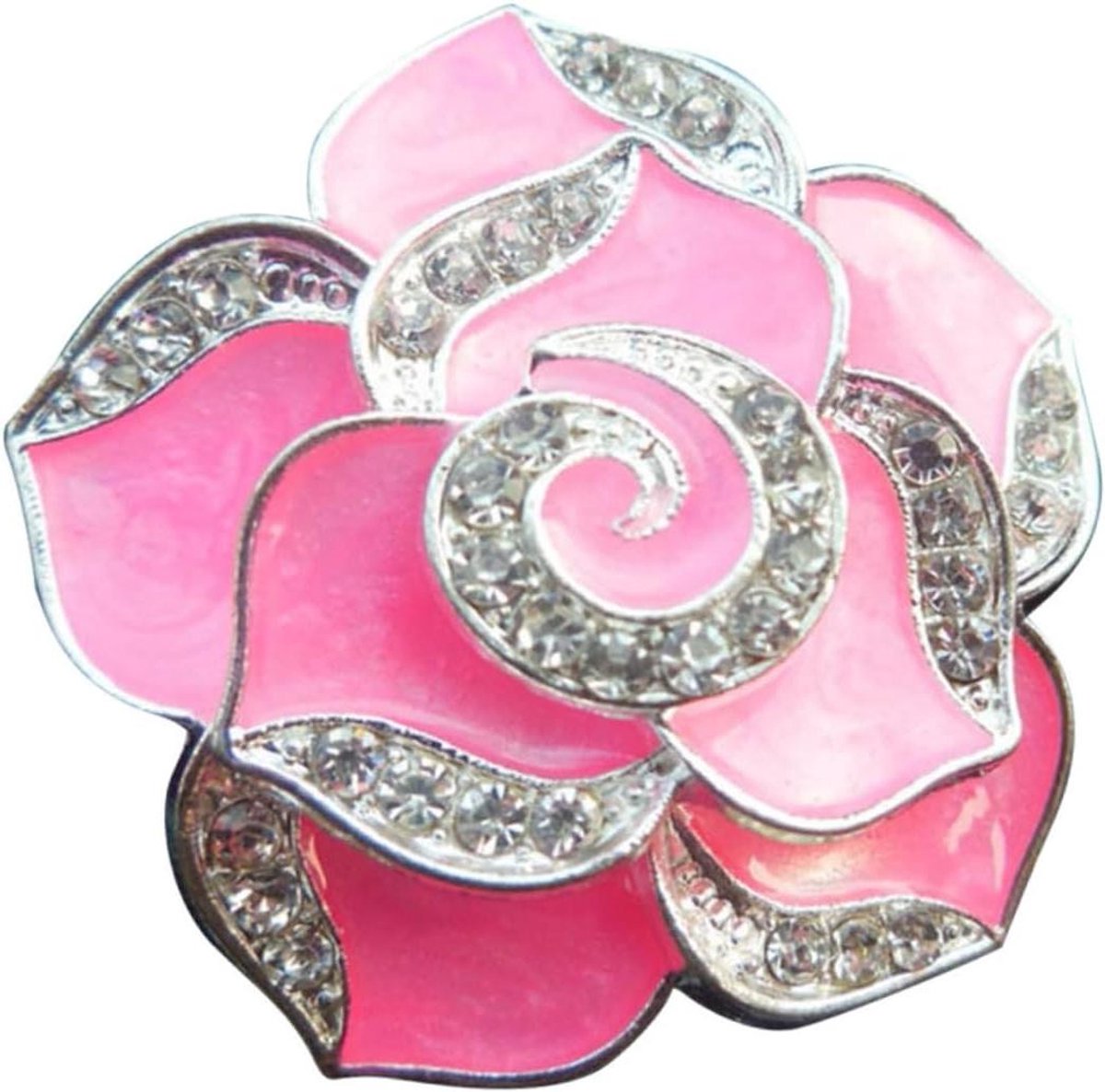 Auto Vent Decoratie - Strass Bloem - Auto Interieur - Eenvoudige Installatie - 4.5 x 4.5 cm - Roze