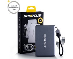 Sparcus MagSafe Powerbank 10.000 mAh – Draadloze Magnetische Powerbank – 20W Snelladen – USB-C & Lightning Kabel – Geschikt voor iPhone MagSafe & Samsung Qi – Compact - Noodpakket