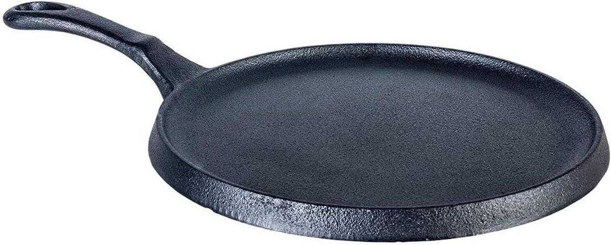 Dosa Tawa - Koekenpan - Ontbijt Bereiden - Gietijzer Warmteverdeling - 25 cm - Zwart