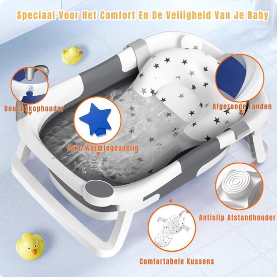 AHD® Baby Badje - - Baby Badje Met Standaard - Baby Badset - Grijs - 63cm x 43cm x 9cm van ahd — afbeelding 4