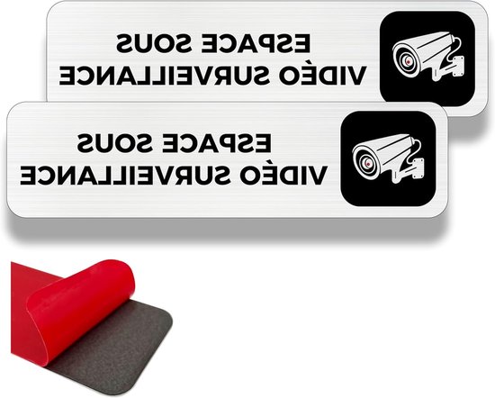 Beveiligingscamera Paneel Set, 2 Stuks voor Privéterrein, 19 × 5 cm, Geschikt voor Binnen/Buiten, Aluminium, Video Bewaking, Alarm Systeem, Stickers Inbegrepen — afbeelding 2