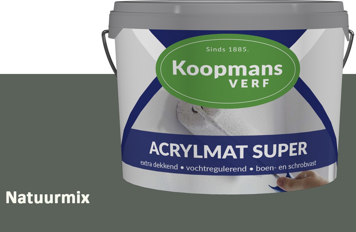 Koopmans Acrylmat Super Matte Muurverf – Professionele Binnenmuurverf en Buitenmuurverf – Reukarm en Afwasbaar – Natuurmix – 10 liter