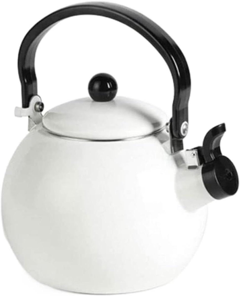 Waterkoker met Fluit - Theepot Ketel - Water Koken - Ergonomisch Handvat - 1.4 Liter - Wit