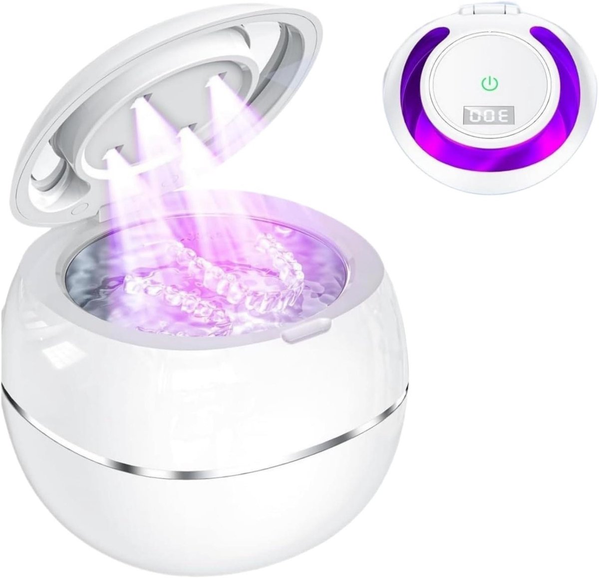 Ultrasone Reiniger - Tandheelkundig Apparaat - Hygiënisch Reinigen - Dubbele Actie UV - 5 minuten modus - Wit