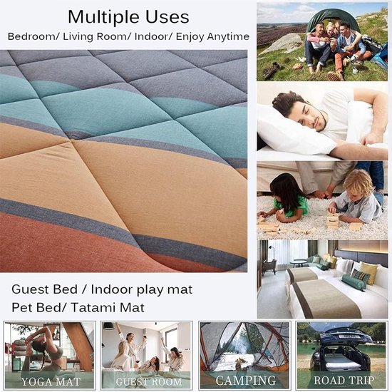 Draagbare Logeermatras - Japanse Vloerfuton - Comfortabel Slapen - Extra Dik Pluche - 120 x 200 cm - F — afbeelding 3