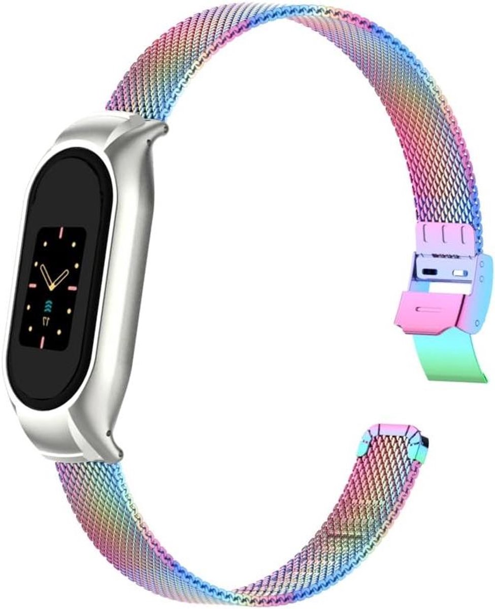 Metalen horlogeband - RVS polsband - Smartwatch decoratie - Beschermend frame ontwerp - 12mm bandbreedte - Zilverkleurig