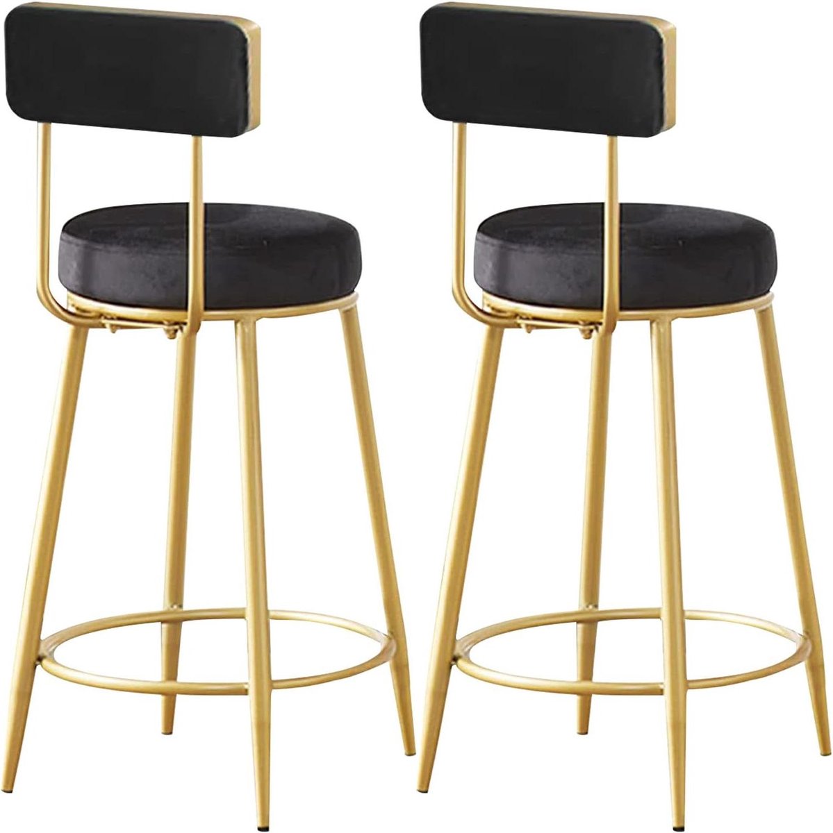 Barkrukken Set - Barstoelen - Keuken en Bar - Comfortabele Rugleuning - Zithoogte 65cm - Zwart