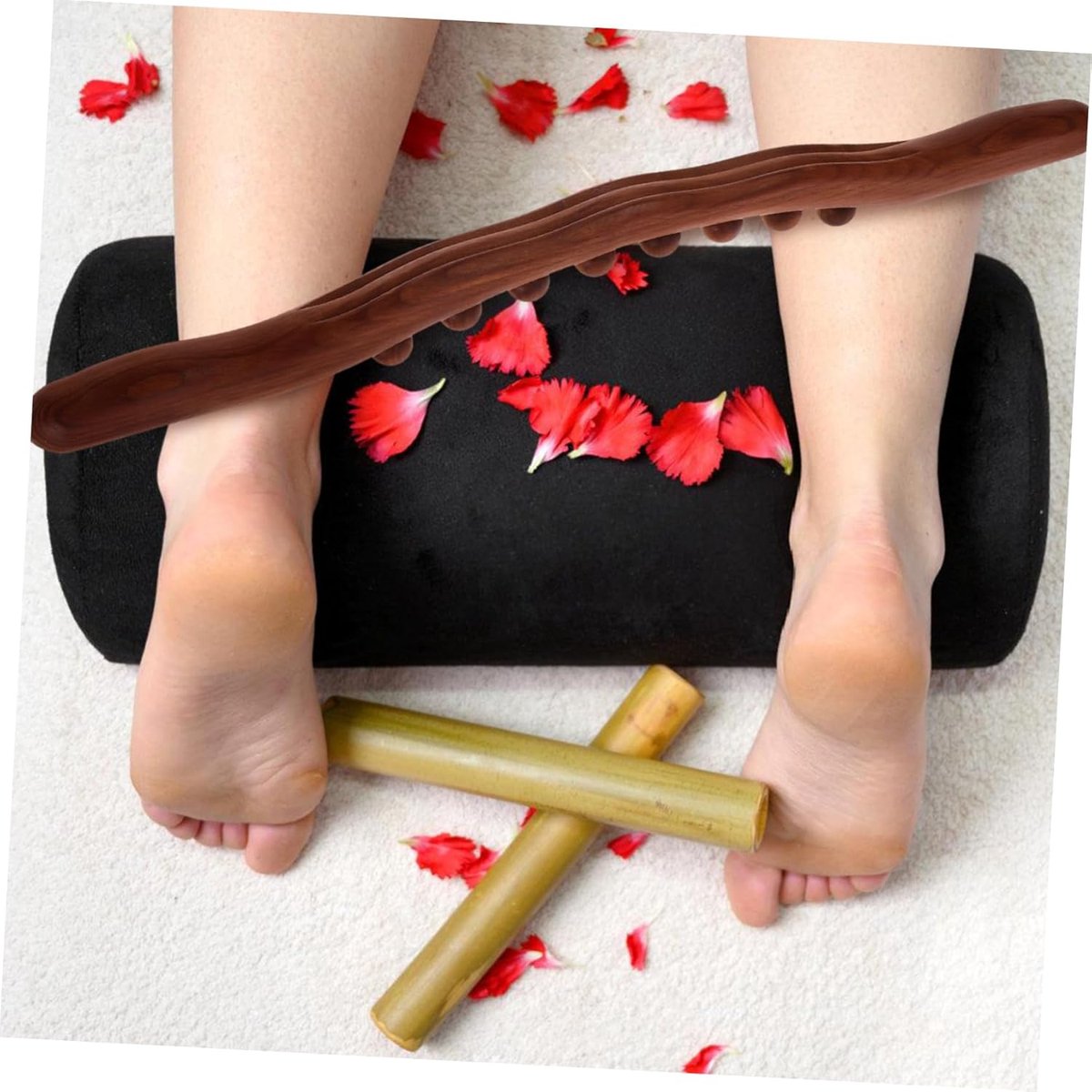 Houten Massage Stick - Gua Sha Tool - Spierontspanning Therapie - Acht Kralen Ontwerp - 52 cm - Bruin