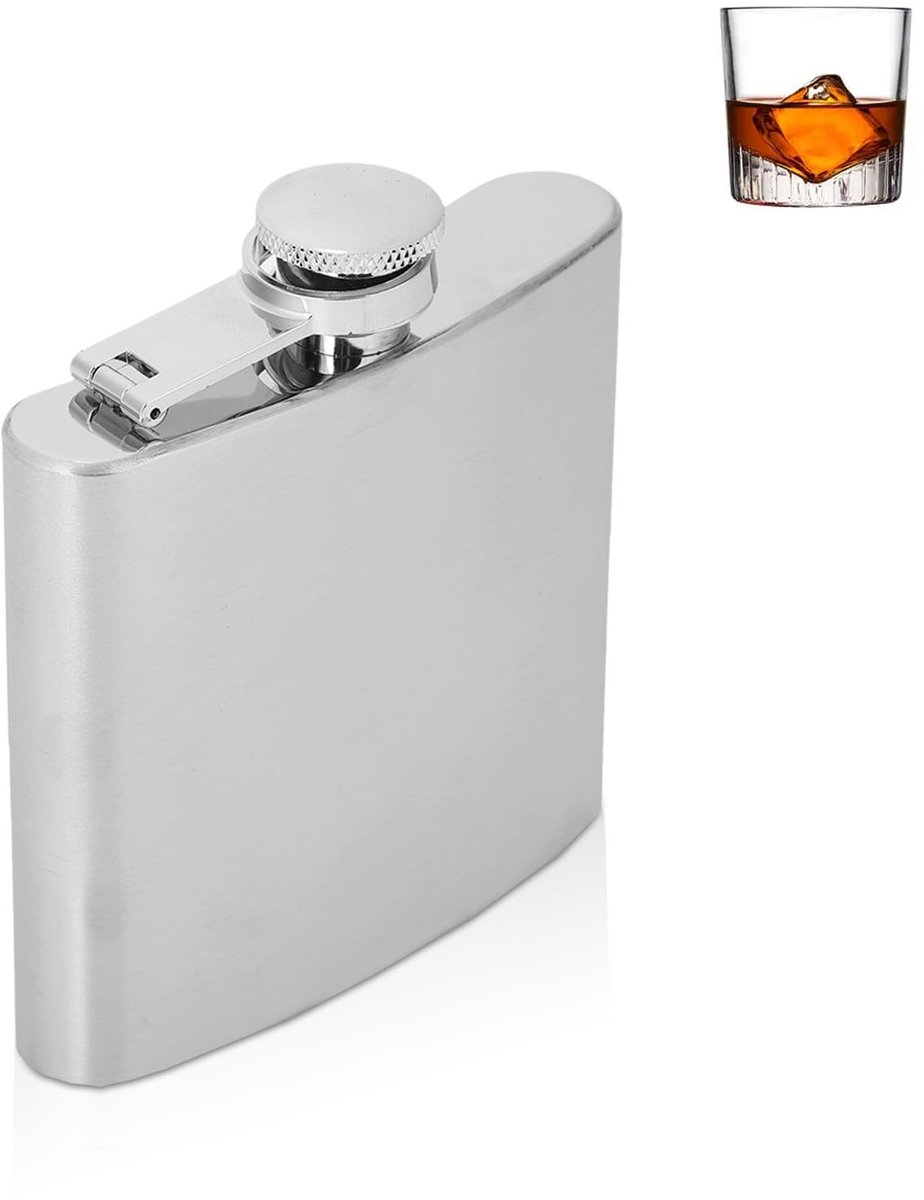 Dailygoody - Roestvrijstalen kolf - Draagbare alcoholfles - 5oz - Perfect voor buitenactiviteiten - Whiskyfles - Ideaal voor onderweg - Zilver