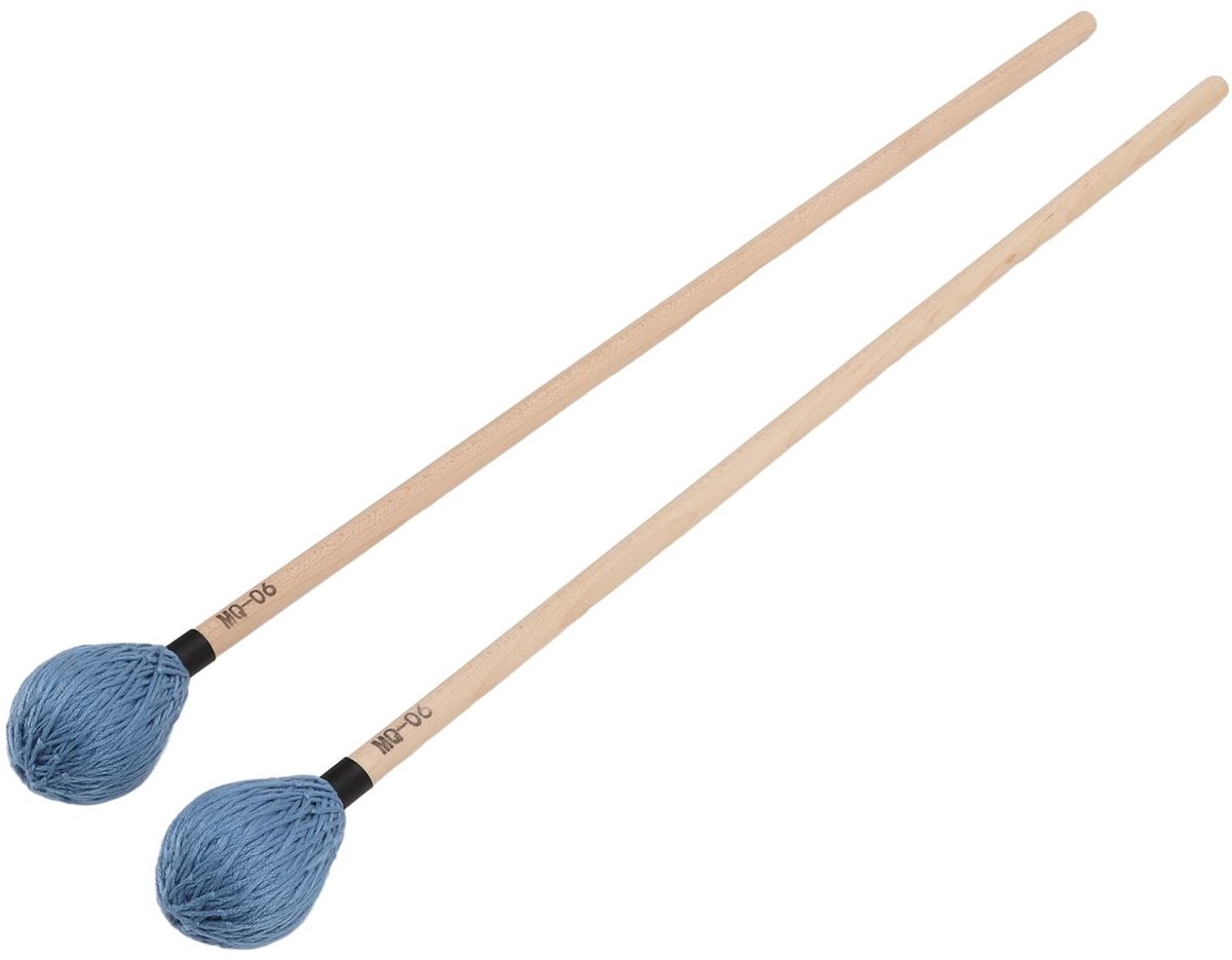 Dailygoody - Marimba Mallets - Medium Harde Garenkop - Esdoorn Handvat - Blauw - Percussie Drumstokken - Geschikt voor Vibrofoon