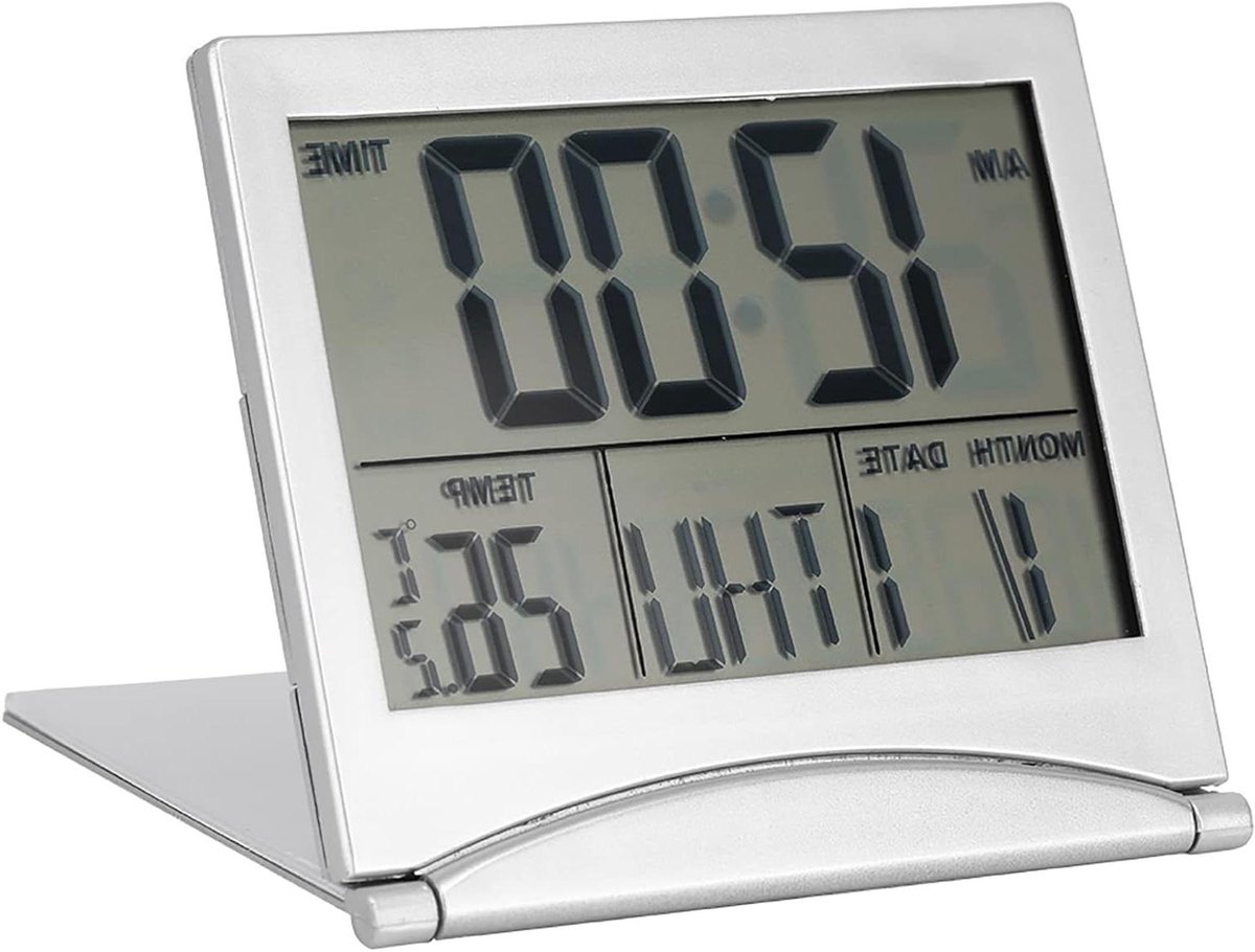Digitale Wekker - Reiswekker Kalender - Tijd bijhouden - Verjaardag Herinnering - 8x2 cm - Zwart