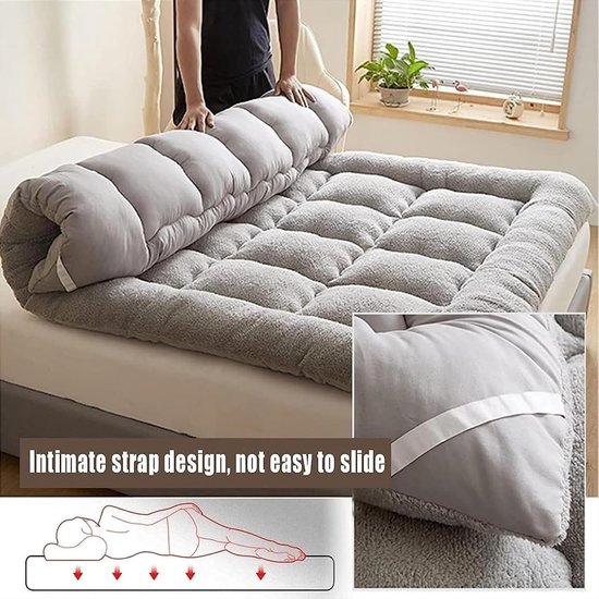 Japanse Futon Matras - Vloermatras Tatami - Gasten Slaapcomfort - Opvouwbaar Draagbaar - 90x200cm - Bruin — afbeelding 5