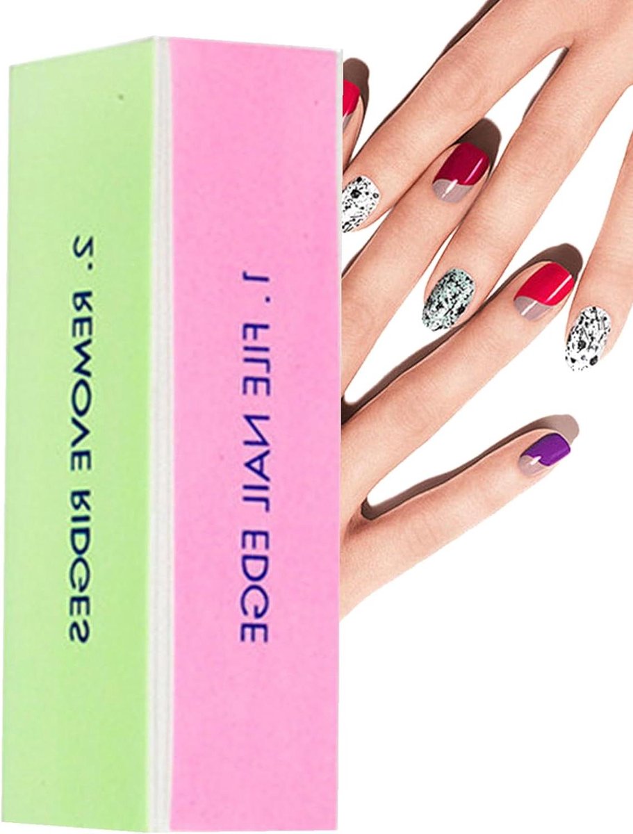 Nagelbufferblok - Nagelpolijster Blok - Nagels Glad Maken - Vierzijdig Ontwerp - 9 cm - Grijs