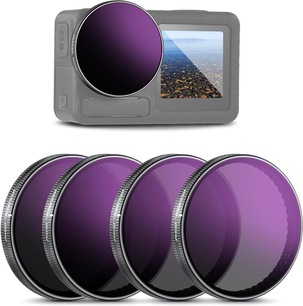 ND/PL Filter Set voor DJI Osmo Action 3/4/5 Pro - 4 Stuks, HD Multilayer Optisch Glas, Ideaal voor Actiefotografie en Videografie