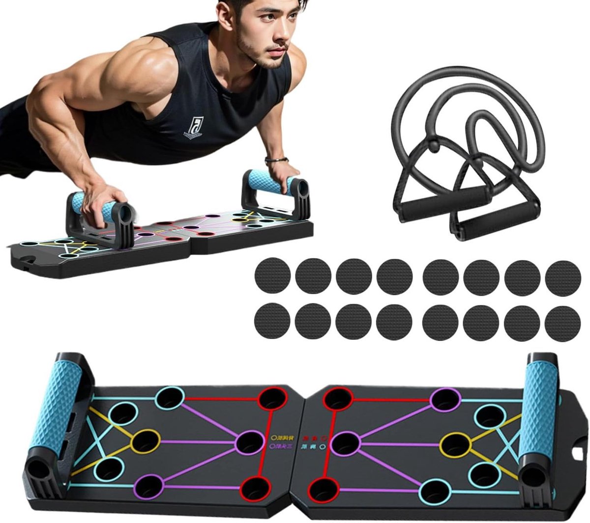 Push Up Board - Fitness Plank - Spieropbouw Thuis - Kleurgecodeerde Zones - 32.3 x 18.7 x 9.9 cm