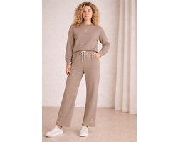 La Booty- Dames Zomer Glamour Pak- Taupe- Sweater- Lange Broek- Comfy Outfit- Luxe Loungewear Set- maat L