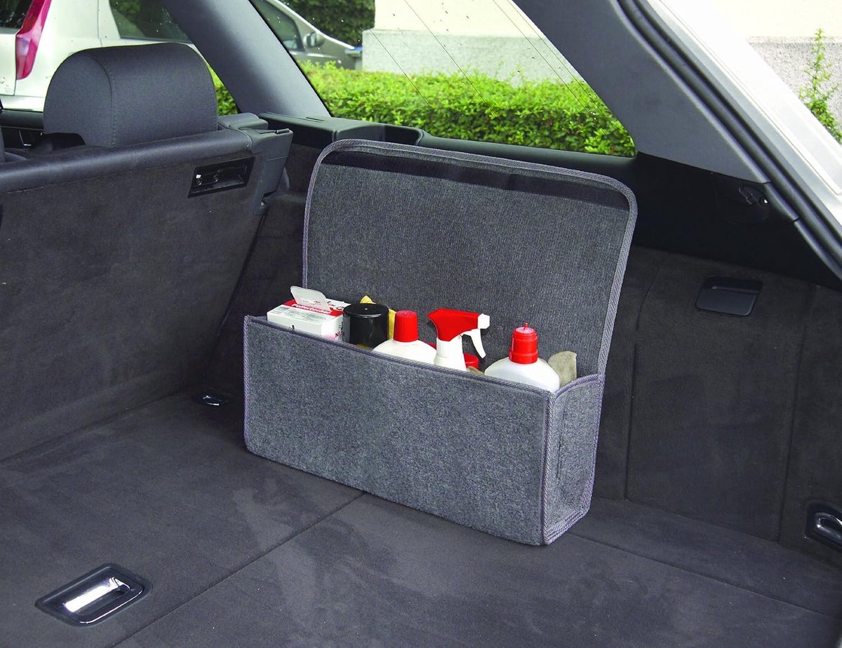 Kofferbak Organizer Vilt 50x20x13 cm - Auto Opbergtas met Klittenband - Antislip Compacte Opberger voor Gereedschap, Gevarendriehoek en Boodschappen - Grijs – foto 3