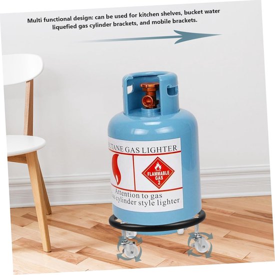 Gasfleshouder met Wielen - Cilinderbeugel Verplaatsbaar - Gasflessen Verplaatsen - Bodemplaat Katrolontwerp - 293 x 293 x 10 cm - Zwart — afbeelding 2