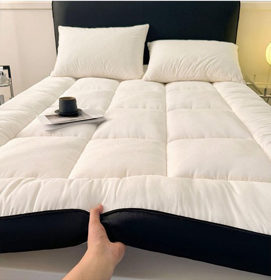 Vloermatras - Japanse futon Slaapmat - Comfortabel slapen - Oprolbaar en opvouwbaar - 90x200cm - Wit — afbeelding 5