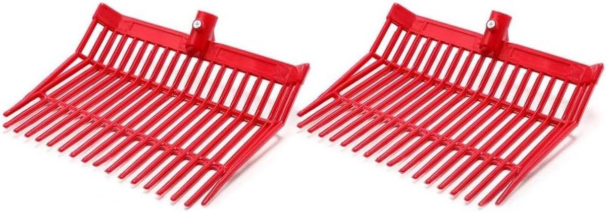 Reservekop Mestvork - Vorkkop Paardenmesthark - Stabiele Afvalverwijdering - Eenvoudige Installatie - 39 x 34 x 11.8 cm - Rood