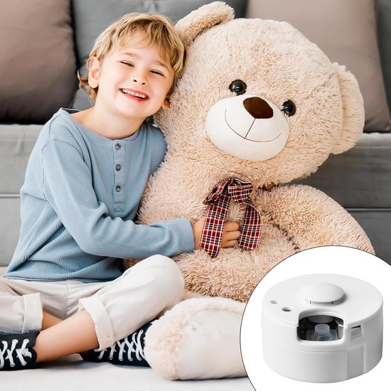 Voicerecorder Knuffeldieren - Geluidsmodule Teddybeer - Gepersonaliseerde Cadeaus - 60 Seconden Opname - 4.2 cm Diameter - Wit — afbeelding 3