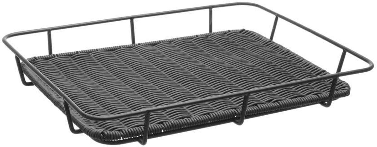 Broodmand - Display mand Bakkersmand - Brood Presenteren - Met roestvrij stalen rand - 40x30x5 cm - Zwart