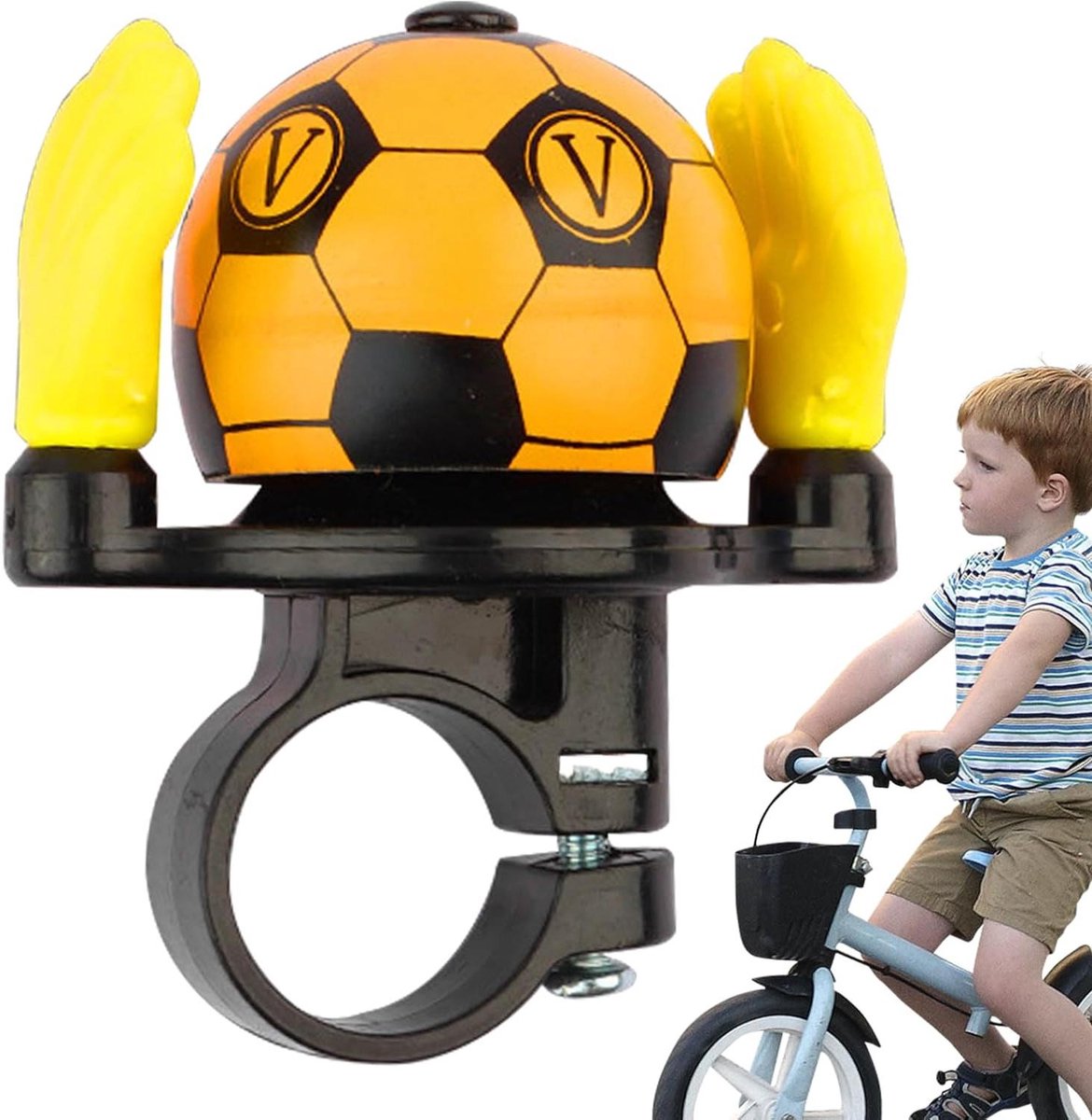 Fietsbel Kinderen - Scooter Bel - Veilige Rit - Voetbal Thema - 22 mm - Geel