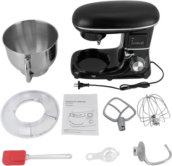 Keukenmachine - Mixer Kneedapparaat - Bakken en Koken - Digitale Timer - 6.2 Liter - Zwart — afbeelding 4