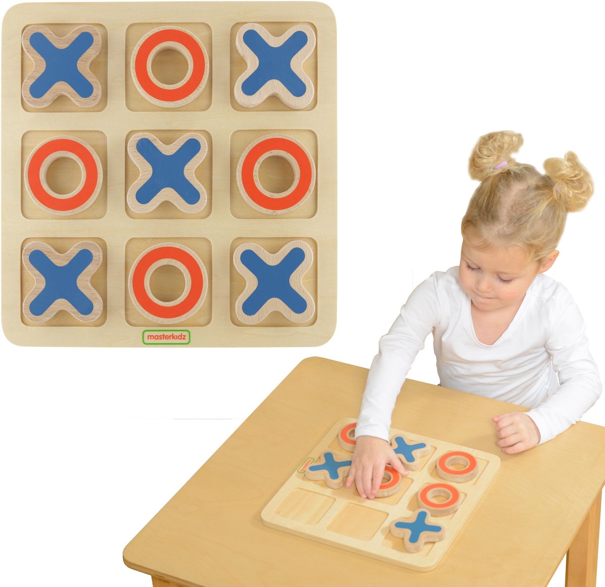 Masterkidz Boter-kaas-en-eieren Houten spel voor kinderen Logische puzzel - UNI