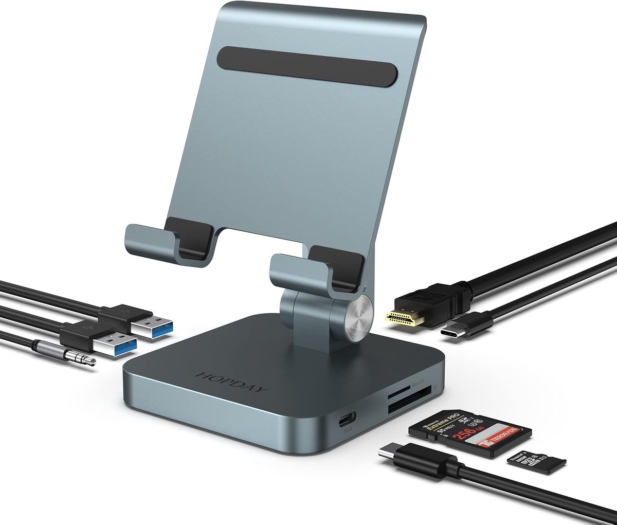 USB C Hub, 6 in 1 USB C-adapter voor MacBook Air/Pro, Dual Display 4K HDMI Docking Station