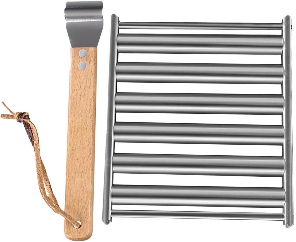 Worst Grill Rek - Grill Accessoire - Buiten Koken - Afneembaar Handvat - 17 cm - Zilver