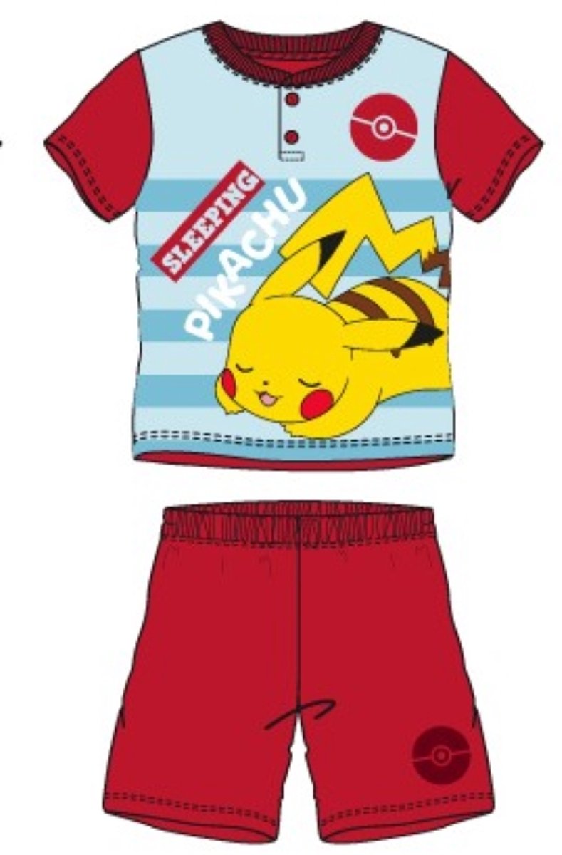 Pokemon shortama - Maat 140 - Rood - Pokémon Pikachu - Pyjama