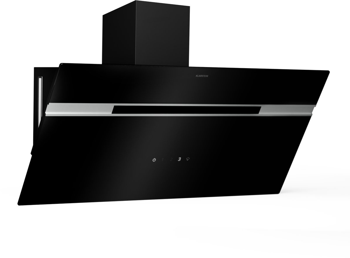 Klarstein Alina 90 Afzuigkap - 600 m³/u, Touchpaneel, LED-Achtergrondverlichting, Energieklasse A, Stil 63 dB, Afzuigkap voor Keuken, 90 cm, Zwart