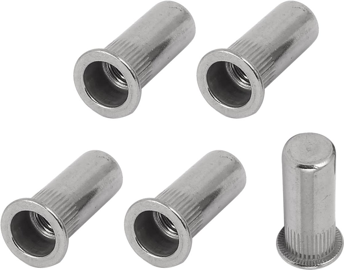 Dailygoody - Verzegelde klinkmoeren - M10 - 5 stuks - Roestvrijstaal - Meubel bevestigingen - Zilverkleurig - Geschikt voor mechanische toepassingen